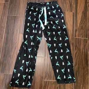 Buckhorn River Aqua Deer Lounge Pants Drawstring Size Small Dark Gray